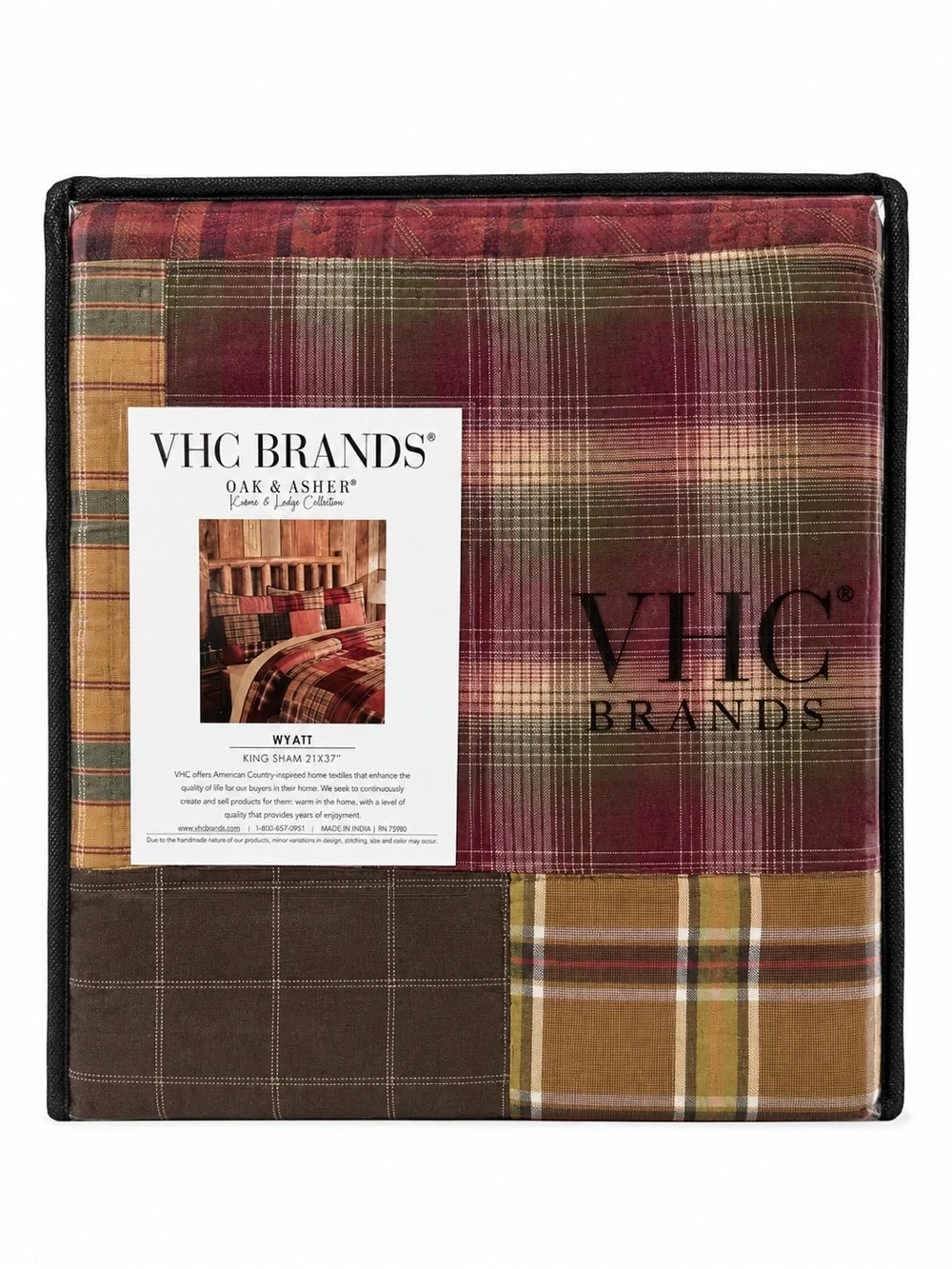 VHC Brands Wyatt Rustic Patchwork King Sham 21x37